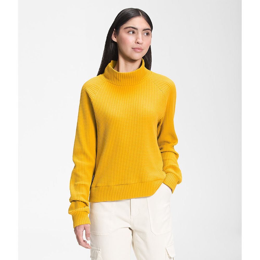 The North Face Long Sleeve Womens Australia - The North Face Mock Neck Chabot Yellow (ILH-537649)